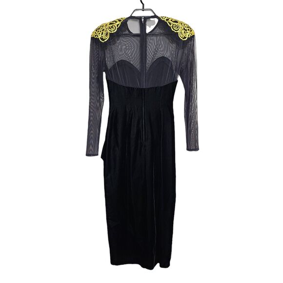 Vintage Cocktail Dress 80s 90s Velvet Mesh 2 4 XS Maxi - Picture 1 of 7